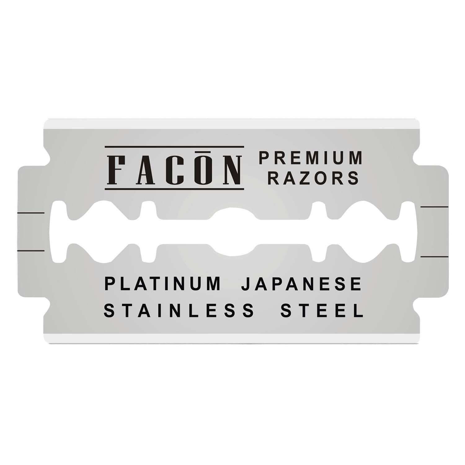 50 Facn Platinum Japanese Stainless Steel Double Edge Razor Blades for Safety Razor - Close Smooth Shaving Experience - 200+ Shaves