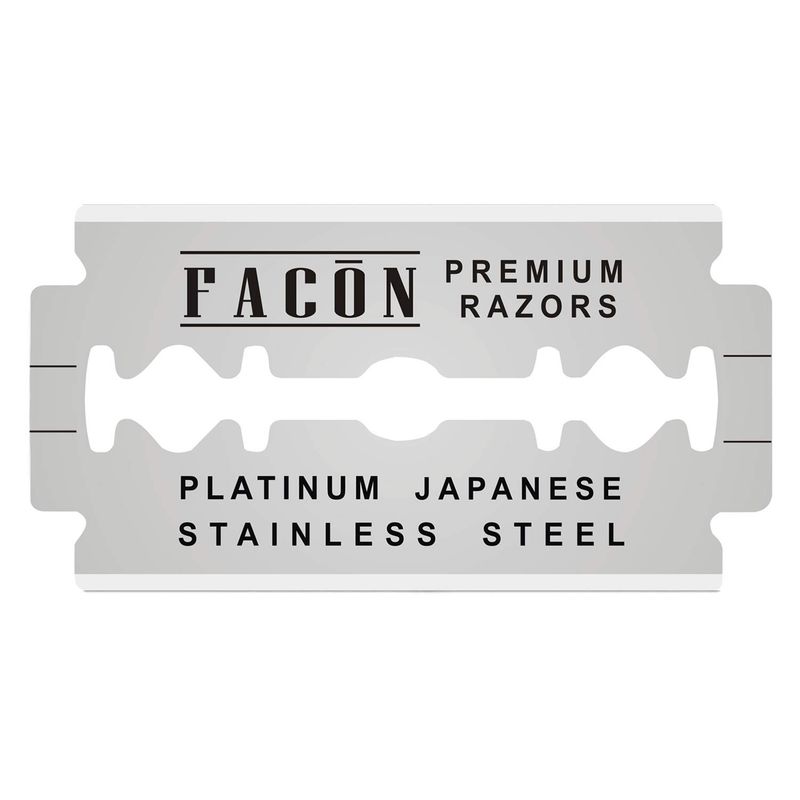 50 Facn Platinum Japanese Stainless Steel Double Edge Razor Blades for Safety Razor - Close Smooth Shaving Experience - 200+ Shaves