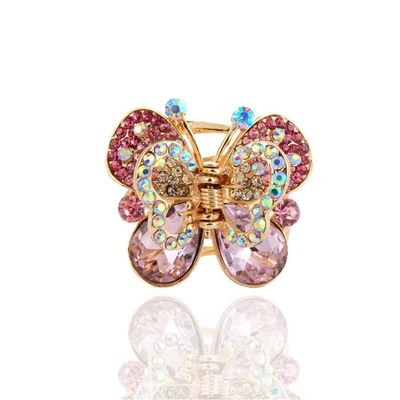 Ruihfas Fashion 4Pcs Rare Crystal Rhinestone Butterfly Bangs Clip Bow Hair Claw Gripper for Girl Women 1.261.10 inch