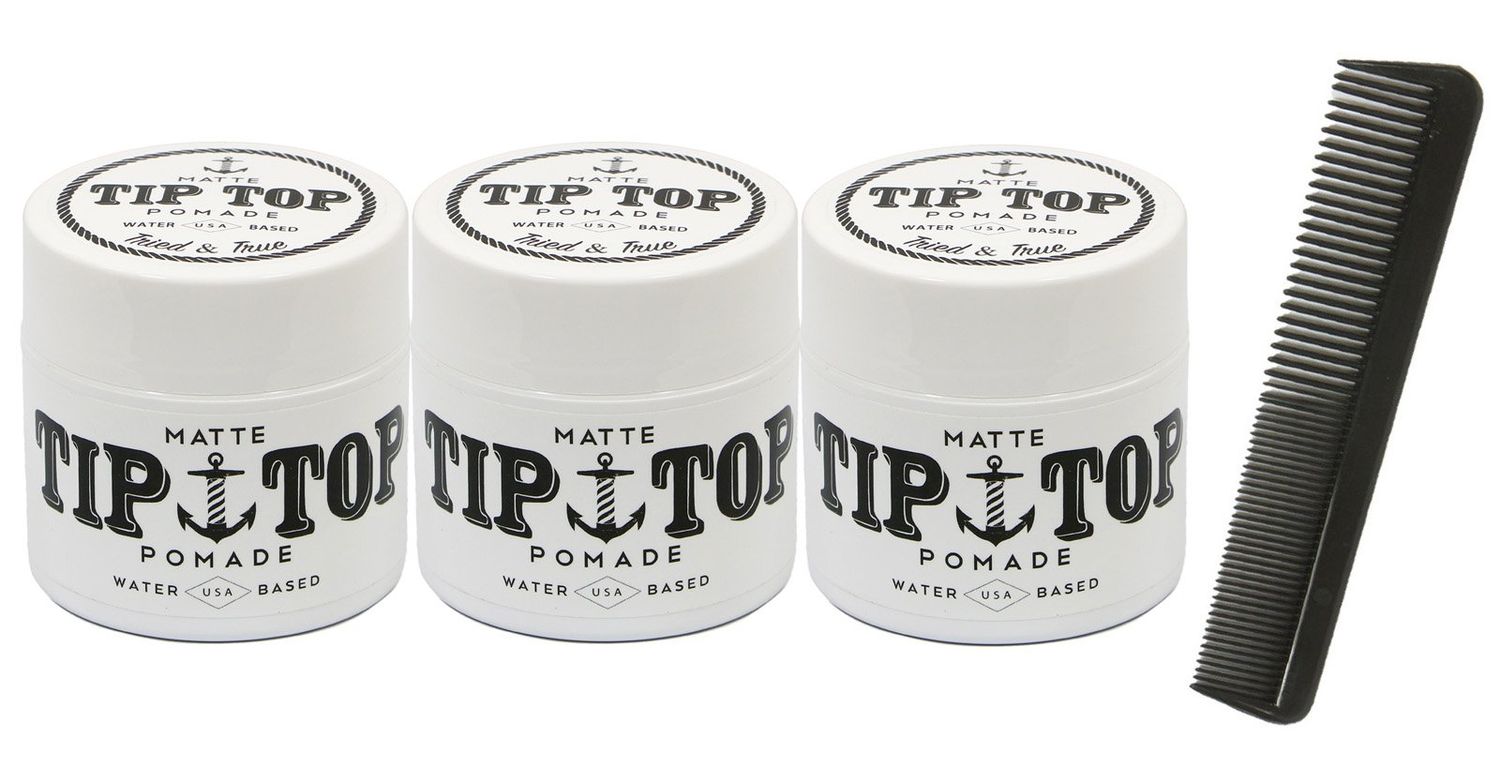 Tip Top Matte Water Based Medium Hold Pomade 4.25oz Pack of 3