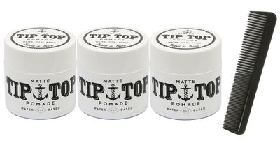 Tip Top Matte Water Based Medium Hold Pomade 4.25oz Pack of 3