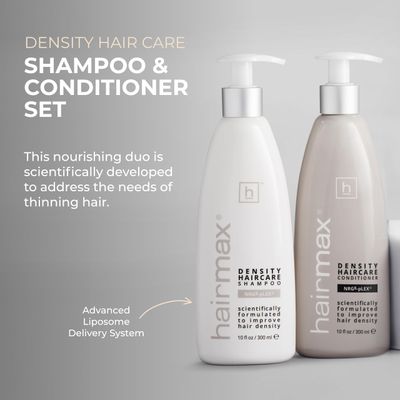 HairMax Cleanser and Conditioner for Men &amp; Women - Supports Healthy Hair Growth and Scalp, Stimul8 Biotin Shampoo and Exhilar8 Conditioner, Sulfates and Parabens Free, 10 fl oz (Pack of 2)