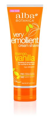 Alba Botanical Mango Vanilla Very Emollient Cream Shave, 8 Ounce Tubes (Pack of 4)
