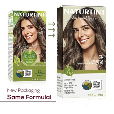 Naturtint 6N Dark Blonde Permanent Hair Color (Pack of 1), Ammonia Free, Vegan, Cruelty Free, up to 100% Gray Coverage, Long Lasting Results (Packaging may vary)
