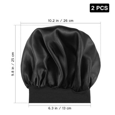 2pcs Satin Sleep Cap Wide Band Hat Elastic Head Cover Natural Hair Bonnet Hair Cover for Sleeping