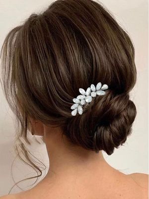 Unsutuo Crystal Bridal Hair Comb Opal Silver Hair Accessories Rhinestone Wedding Hair Pieces for Brides and Women(Silver)