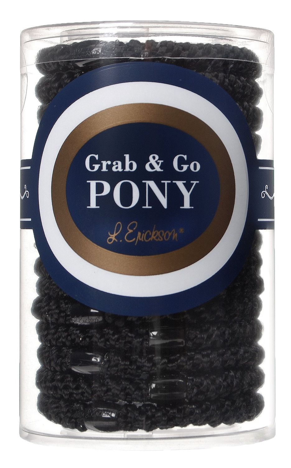 L. Erickson Grab &amp; Go Pony Hair Ties - Black - 15 Pack Grab and Go Ponytail Holders - Black Hair Ties No Damage - Hair Bands Hair Accessories for Women