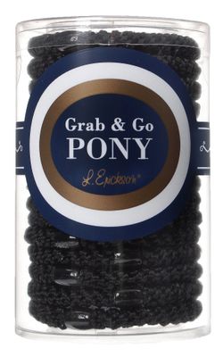 L. Erickson Grab &amp; Go Pony Hair Ties - Black - 15 Pack Grab and Go Ponytail Holders - Black Hair Ties No Damage - Hair Bands Hair Accessories for Women
