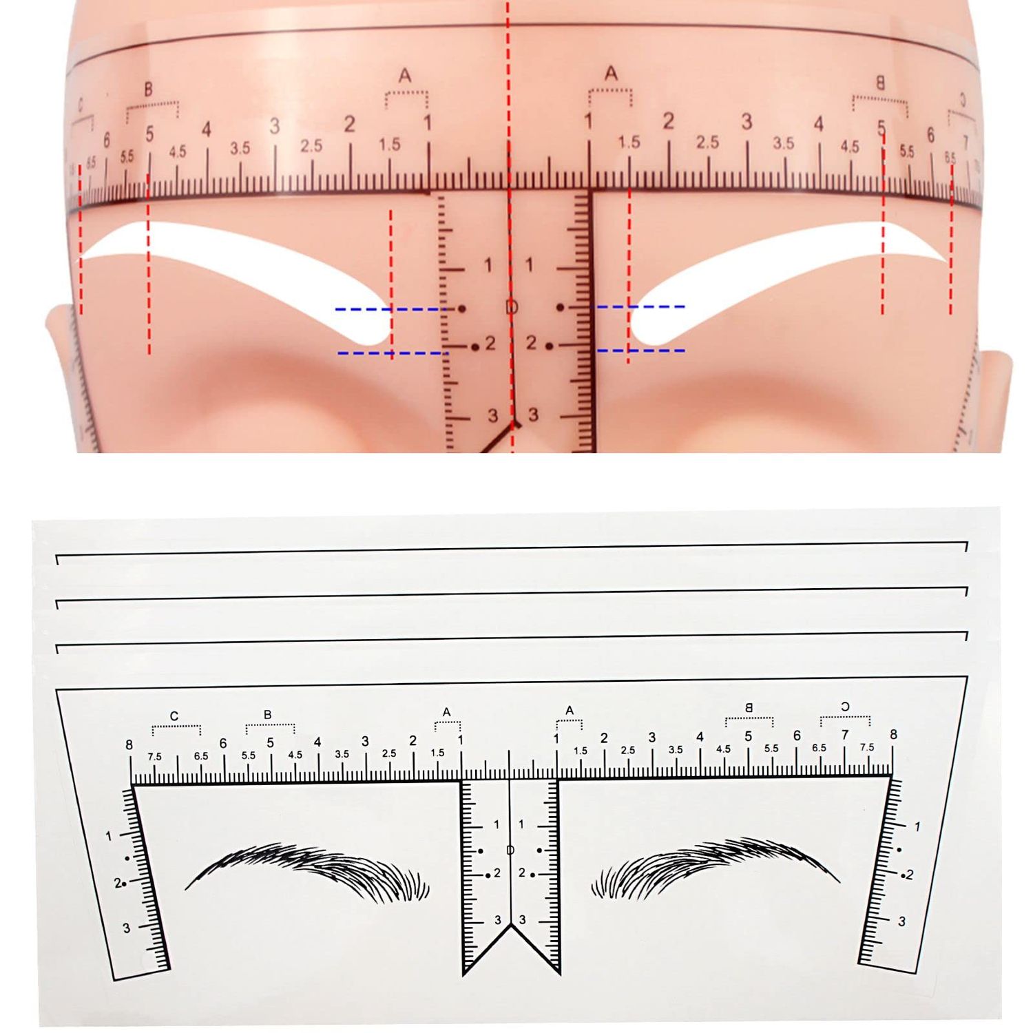 Guapa 50pcs/Pack Eyebrow Ruler with Brow Shape Disposable Microblading Ruler Sticker Adhesive Brows Positioning Measure Tool
