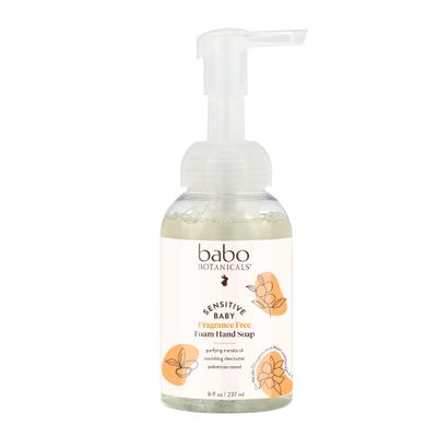 Babo Botanicals Sensitive Baby Fragrance-Free Foaming Hand Soap - Self-foaming - Manuka Oil, Shea Butter &amp; Aloe Vera - For Babies, Kids and Adults with Sensitive Skin - Vegan