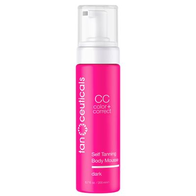 Tanceuticals CC Self Tanning Body Mousse - Dark Self Tanner - Color Correcting &amp; Natural-Looking - Healthy Ingredients &amp; Fresh Coconut Scent Give Instant, Long-Lasting Sunless Tan - 6.7 oz (Dark)
