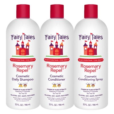 Fairy Tales Rosemary Repel Daily Kids Shampoo, Conditioner &amp; Conditioning Spray Refill Trio- Kids Like the Smell, Lice Do Not