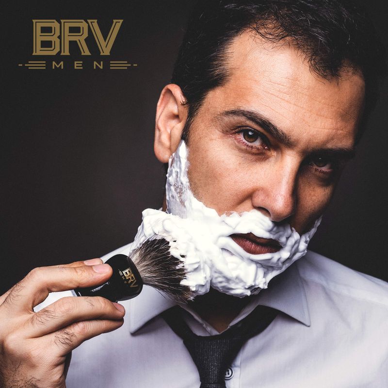 BRV MEN Pure Badger Shaving Brush LARGE (24mm knots) - Heavy Resin Handle - Use with Double-Edge Safety Razor, Straight Razor and Shaving Bowl - Black