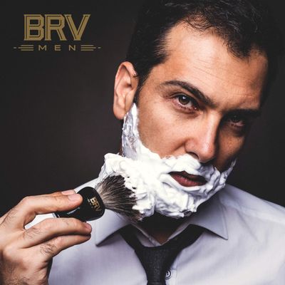 BRV MEN Pure Badger Shaving Brush LARGE (24mm knots) - Heavy Resin Handle - Use with Double-Edge Safety Razor, Straight Razor and Shaving Bowl - Black