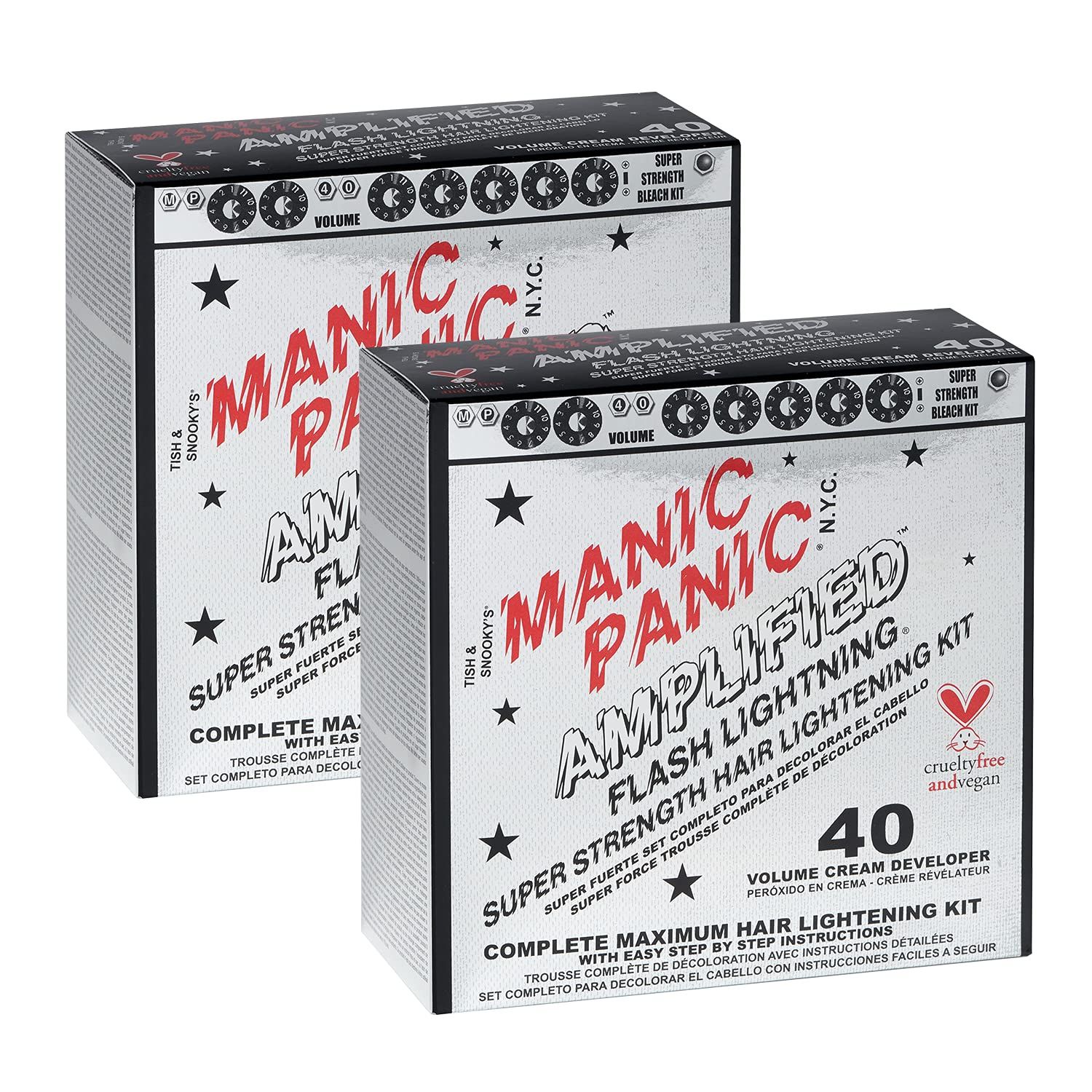 MANIC PANIC Amplified Flashlightning 40 Volume Cream Developer Hair Lightening Kit&quot;Pack of 2&quot;