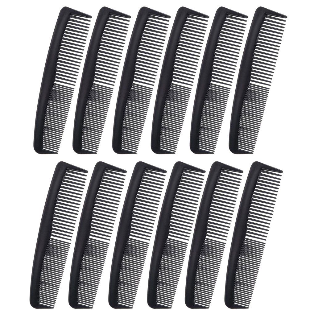 Favorict (12 Pack) Flexible Thin 5&quot; Pocket Hair Comb Beard &amp; Mustache Combs for Men&#39;s Hair Beard Mustache and Sideburns (Black)