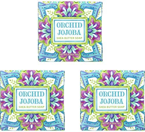 Greenwich Bay Exfoliating Spa Soap, Shea Butter, and Cocoa Butter. Blended with Loofah and Apricot Seed, No Parabens, No Sulfates 6.35 Oz. (3 Pack)  (Orchid Jojoba)