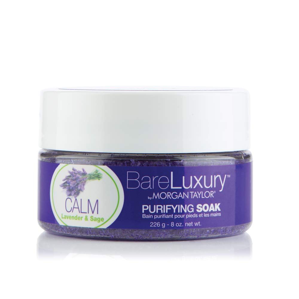 Morgan Taylor Nail Lacquer BareLuxury, Spa Gifts, Foot Massage, Self Care Gifts, Relaxtion Gifts (Calm Lavender &amp; Sage Soak, 8 Oz)