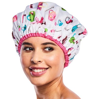 Reusable Shower Cap &amp; Bath Cap, Lined, Oversized Waterproof Shower Caps Large Designed for all Hair Lengths with Lining &amp; Elastic Band Stretch Hem Hair Hat - Fashionista Diva