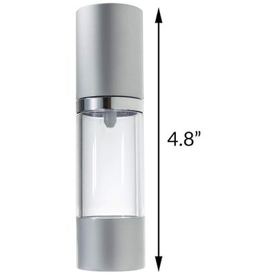 BottleWise 5pc Travel Kit - Compact, Leak Proof, Travel Size, Refillable Airless Bottles for your Portable Skincare Routine (Silver)