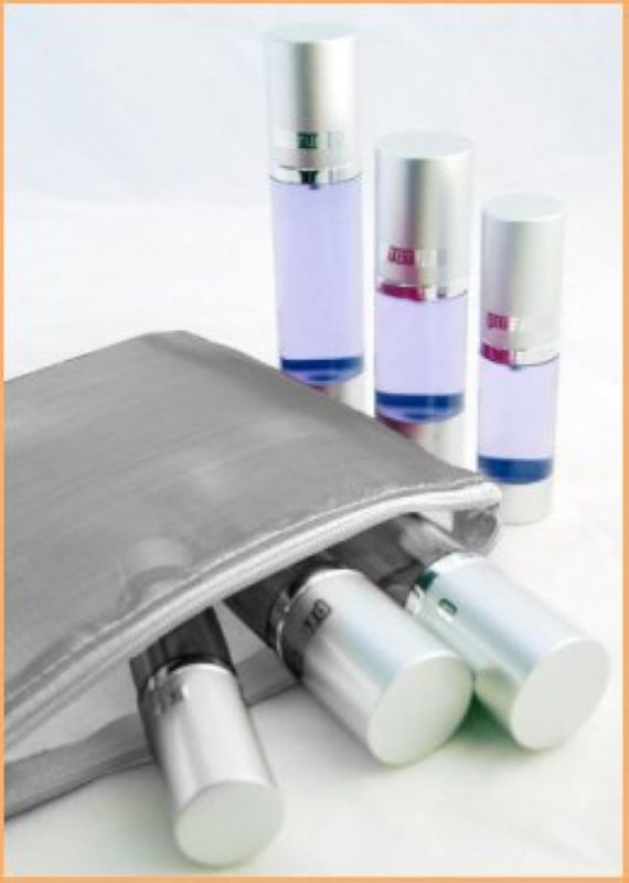 BottleWise 5pc Travel Kit - Compact, Leak Proof, Travel Size, Refillable Airless Bottles for your Portable Skincare Routine (Silver)