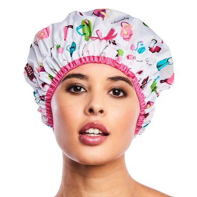 Reusable Shower Cap &amp; Bath Cap, Lined, Oversized Waterproof Shower Caps Large Designed for all Hair Lengths with Lining &amp; Elastic Band Stretch Hem Hair Hat - Fashionista Diva
