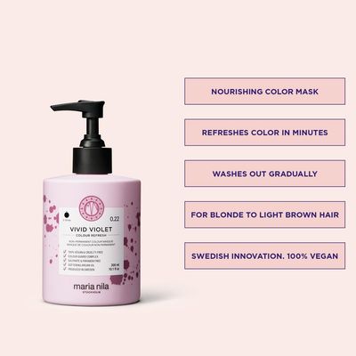 Maria Nila Color Refresh Vivid Violet, 10.1 Fl Oz / 300 ml, Purple Color Bomb, Semi-Permanent Pigments, 100% Vegan &amp; Sulfate/Paraben free