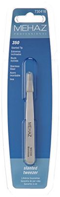 Mehaz Professional Slanted Tweezer MS350 Durable Stainless Steel With Slanted Tips For Precision Gripping In Eyebrow Shaping And Unwanted Body Hair Removal - 3.8 inches