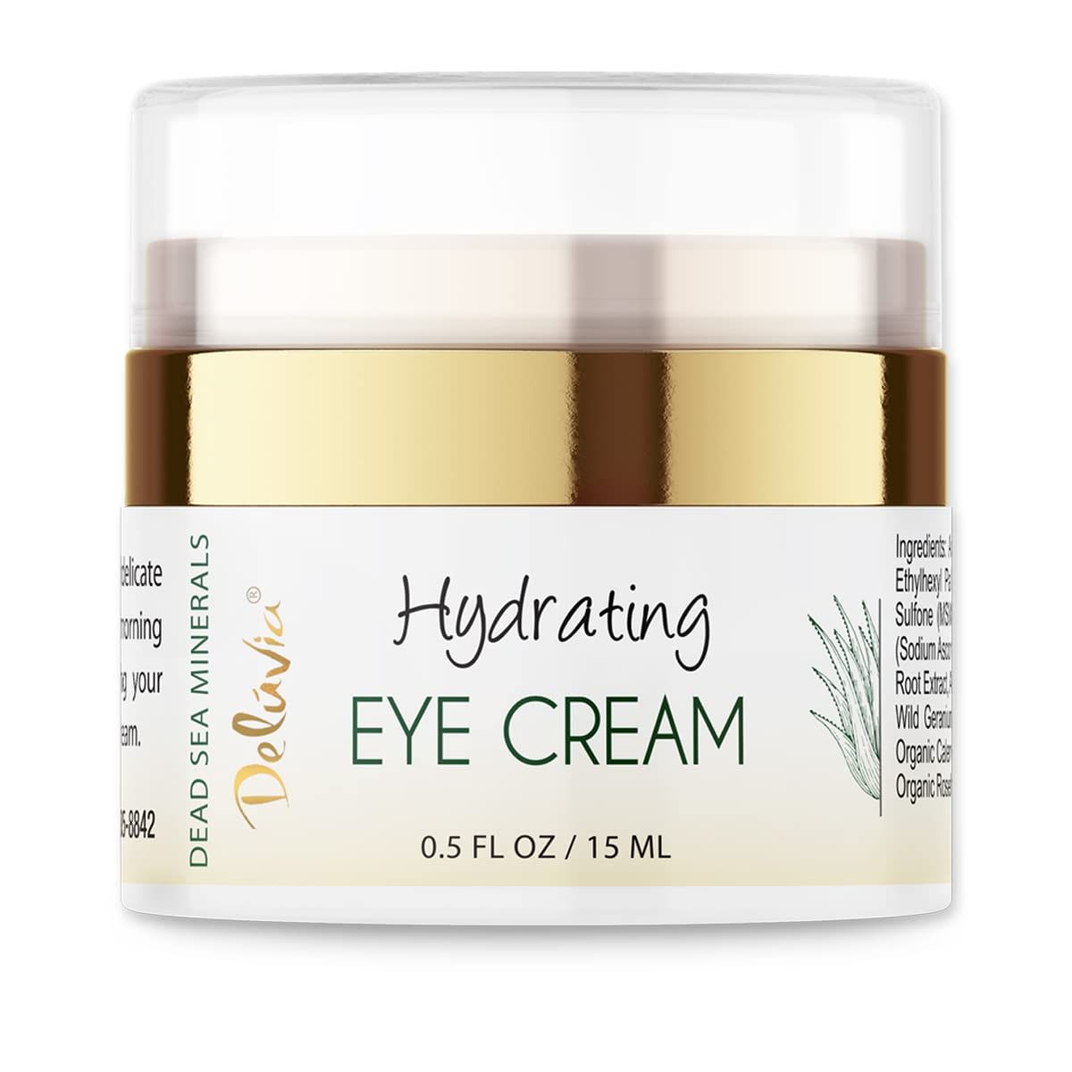 Deluvia Eye Cream Moisturizer, Under Eye and Around Eye Hydrating Eye Cream, Organic Aloe Vera, Vitamin E, Rosehip Seed Oil for Dry Skin and Wrinkles.(.5 Oz)