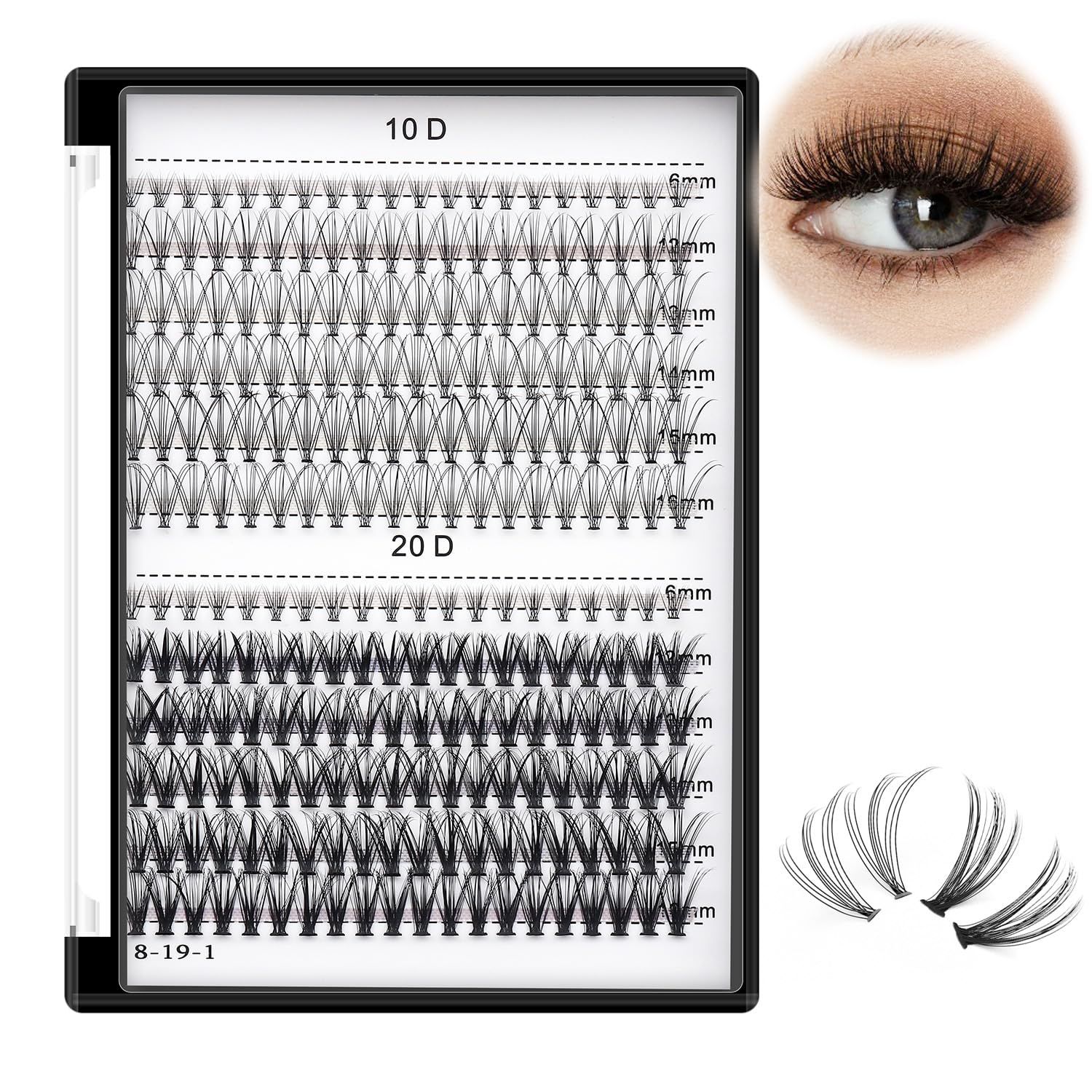Bodermincer 240pcs C Curl 10D/20D Cluster Eyelashes 12/13/14/15/16mm and Under Eyelashes Mixed Professional Makeup Individual Cluster Eye Lashes (12/13/14/15/16mm and Under Eyelashes)