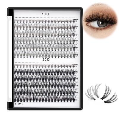 Bodermincer 240pcs C Curl 10D/20D Cluster Eyelashes 12/13/14/15/16mm and Under Eyelashes Mixed Professional Makeup Individual Cluster Eye Lashes (12/13/14/15/16mm and Under Eyelashes)
