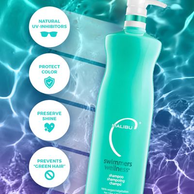 Malibu C Swimmers Wellness Shampoo and Conditioner Set - Restorative Hair Care for Swimmers - Protects Against Chlorine Damage &amp; Combats Brittle Hair (33.8 oz)