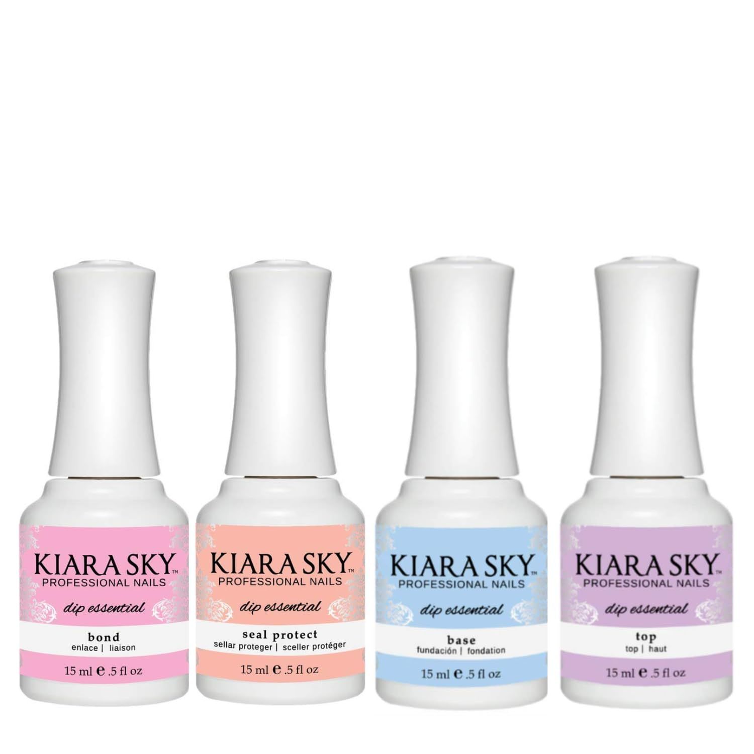 KIARA SKY Professional - Dip Manicure Nail Liquid - Long Lasting Nail Gel - Beauty Essentials Nail Design for Nail Art - Dip Liquids for Nails Repair Treatment 0.5 fl oz, Essentials Kit Steps 1-4