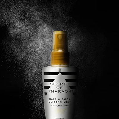 EBIN NEW YORK Egyptian Diamond Hair, Face &amp; Body Glitter Mist - Platinum 2.37oz | Quick-Drying, Long-Lasting Shiny Spray for Clothes, Rave, Festival, Travel Essentials | TikTok Trend Items