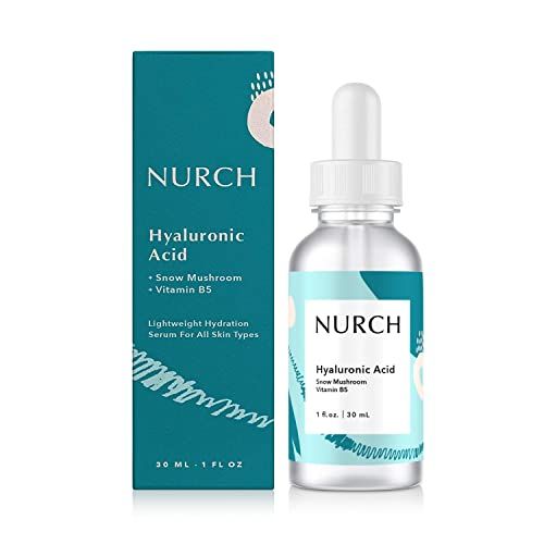 NURCH Pure Hyaluronic Acid Serum for Face + Snow Mushroom + Vitamin B5 | Natural &amp; Lightweight | Vegan, Clean, &amp; Fragrance Free | Moisturizer Hydrates Dry Skin &amp; Reduces Appearance of Fine Lines, 1 Oz