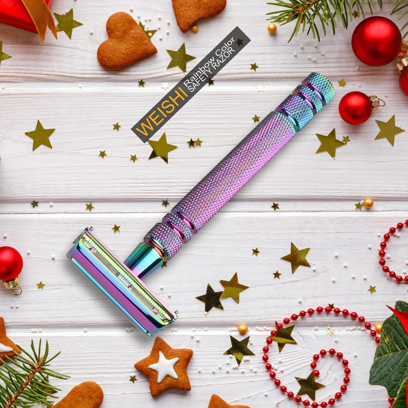 WEISHI Safety Razor Butterfly Open Double Edge Elegant Rainbow Color Womens Razor