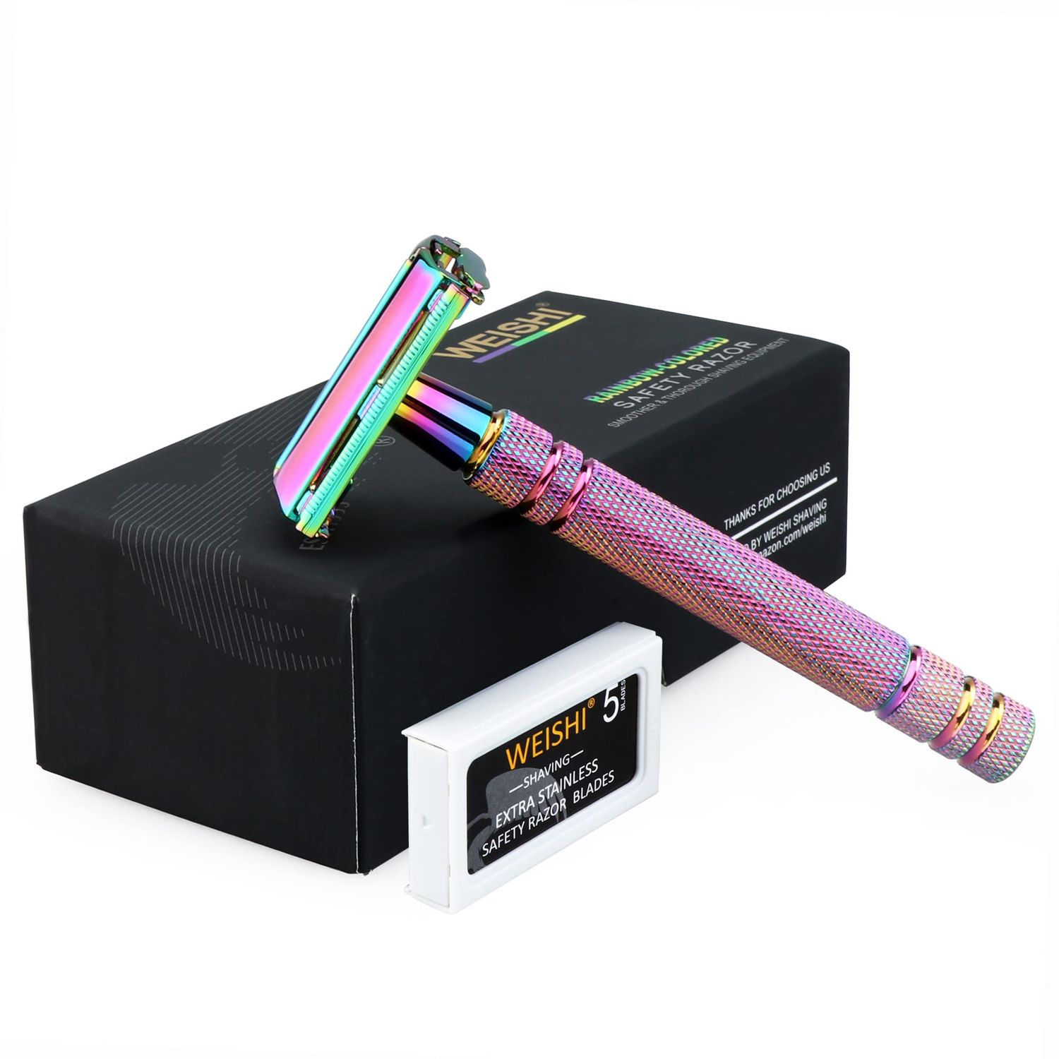 WEISHI Safety Razor Butterfly Open Double Edge Elegant Rainbow Color Womens Razor