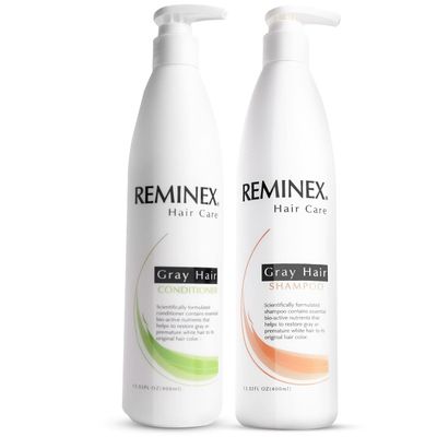 Reminex Anti Grey Hair Shampoo And Conditioner - Color Restore Set To Prevent Gray Hairs and Overall Aging of Hair - Hydrates and Promotes Hair Growth - 1 Pack