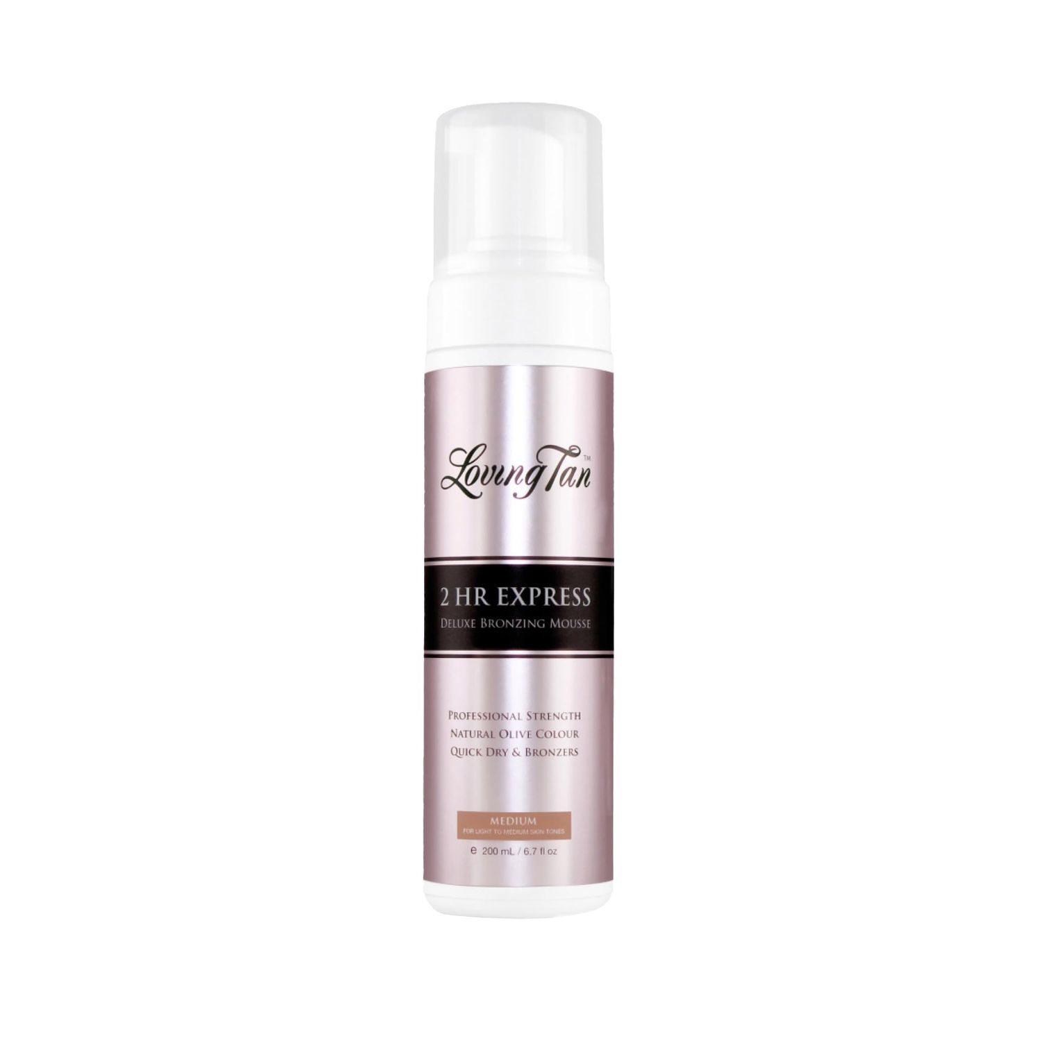 Loving Tan 2 HR Express Mousse, Medium - Streak-free, Natural Tan, Up to 5 Applications, Cruelty-Free, Dermatologist-Tested, 6.7 FL Oz