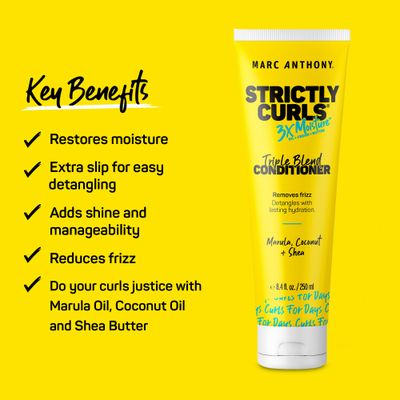 Marc Anthony Curly Hair Conditioner, Strictly Curls - 3x Moisture For Curl Defining &amp; Enhancing - Shea Butter, Marula Oil, Aloe Vera &amp; Coconut Cream - Sulfate Free &amp; Color Safe For Dry Damaged Hair