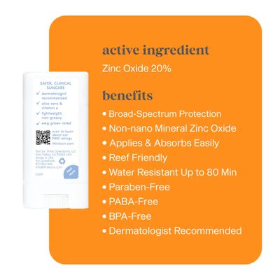 Thinksport SPF 30 Face & Body Mineral Sunscreen Stick - Safe, Natural, Water Resistant Sun Cream - Vegan, Reef Friendly UVA/UVB Sun Protection for Sports & Active Use, 0.64oz