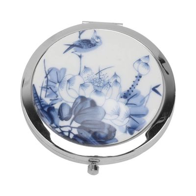 7CM Lotus Flower Pattern Metal Mirror Folding Compact Mirror Pocket Makeup Mirror for Women Girls