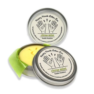 Seattle Sundries Mint Citrus Natural Bar Lotion with Beeswax &amp; Coconut Oil, Winter Skin Care, 2x (1.15oz) Solid Lotion in Travel Tins, Concentrated - Lotion Set for Women from