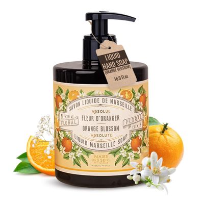 Panier des Sens - Liquid Hand Soap - Orange Blossom Hand Wash - French Marseille Moisturizing Hand Soap with Coconut Oil - Refillable Kitchen &amp; Bathroom Hand Soap - 96% Natural Ingredients -16.9 Fl.oz