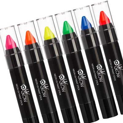 UV Glow - Neon UV Paint Stick/Face &amp; Body Crayon - Genuine and original UV Glow product - glows brightly under Blacklights! (Set of 6)