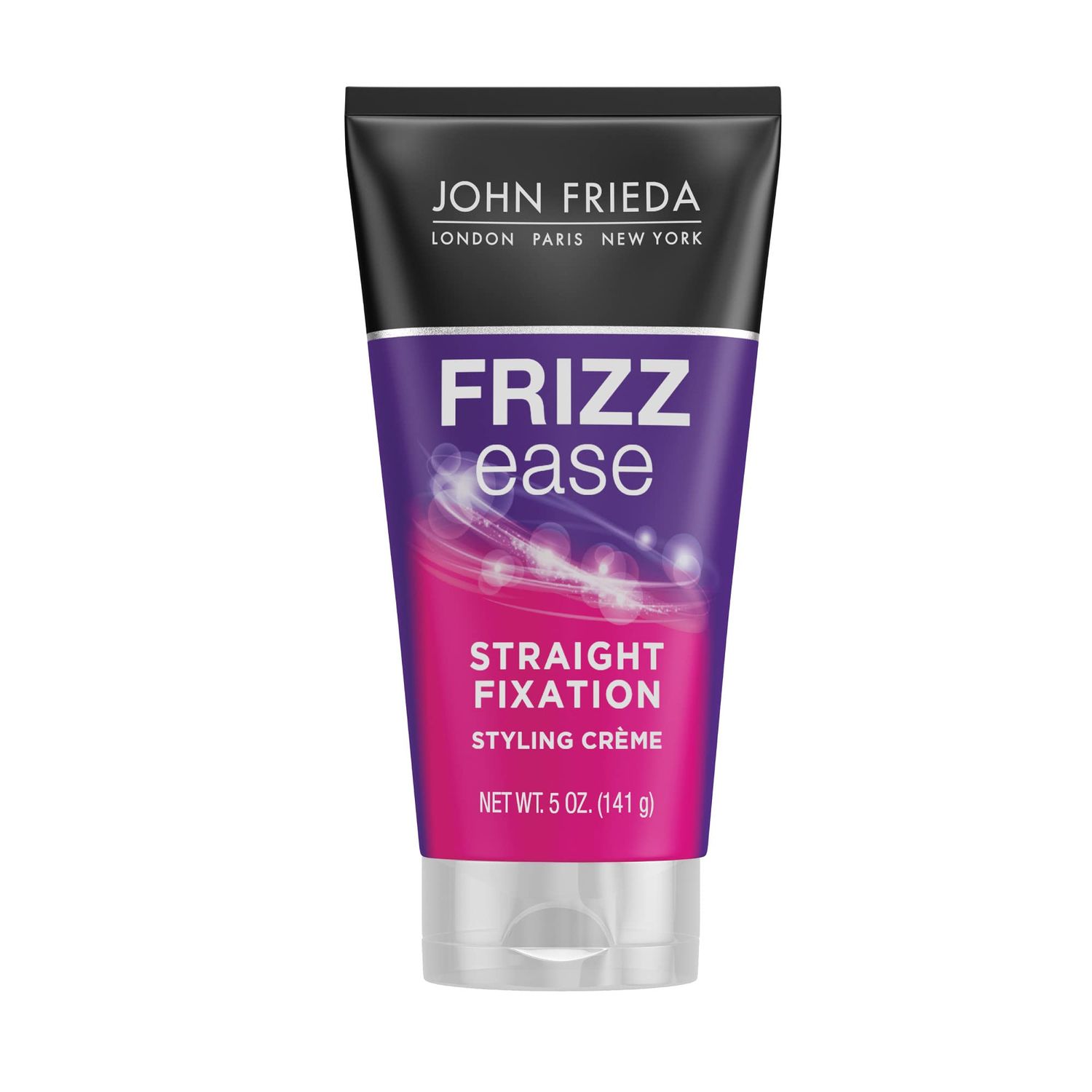 John Frieda Frizz Ease Straight Fixation Styling Crme, Straightens Frizzy Hair with Milk Protein &amp; Almond Oil, Sleek &amp; Frizz-Free, with ThermaGuard Heat Protection Against Damage, 5 Oz