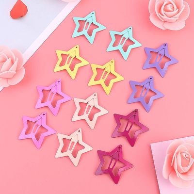12Pcs Lovely Metal Hair Snap Clips Fashion Stars Barrettes Hair Accessories for Girls Woman