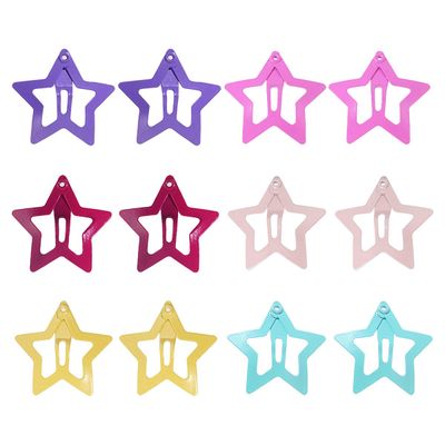12Pcs Lovely Metal Hair Snap Clips Fashion Stars Barrettes Hair Accessories for Girls Woman