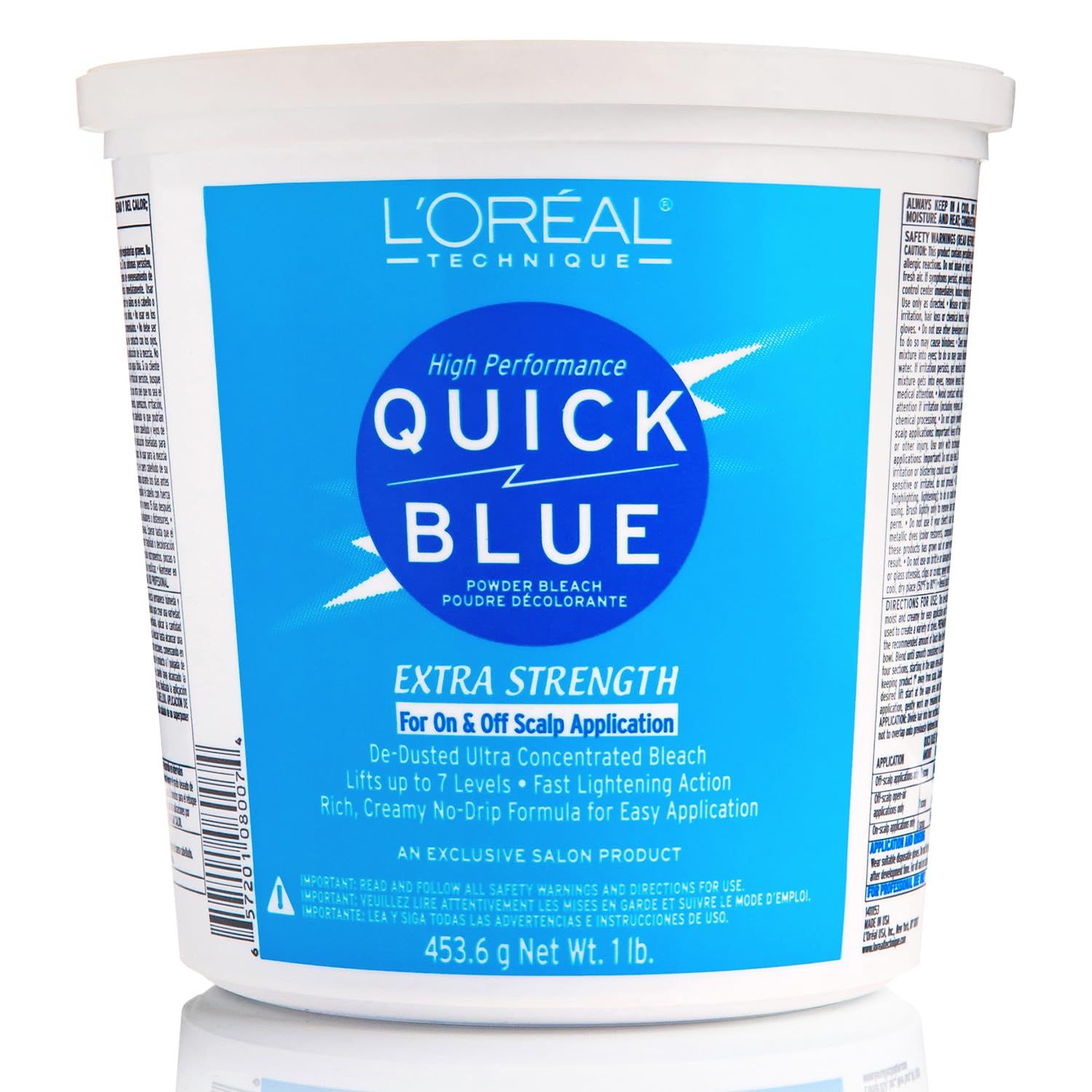 L&#39;Oral Technique Quick Blue High Performance Bleach | Professional Hair Bleaching Powder | No Drip Formula | Extra Strength Lightening Action Lifts Up To 7 Levels | Single Application | 1 Pound