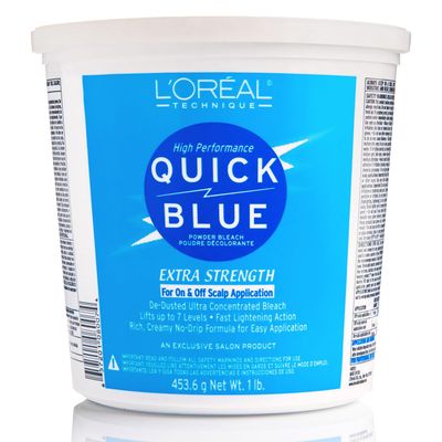 L&#39;Oral Technique Quick Blue High Performance Bleach | Professional Hair Bleaching Powder | No Drip Formula | Extra Strength Lightening Action Lifts Up To 7 Levels | Single Application | 1 Pound